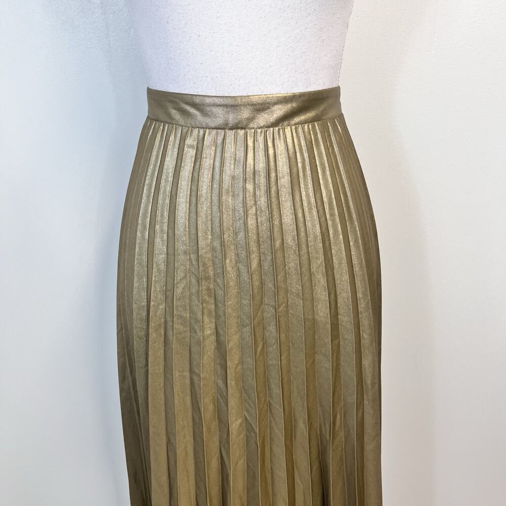 Ann Taylor Skirt size 14 Gold Shimmery Pleated Wedding Evening Cocktail Modest - Picture 3 of 10